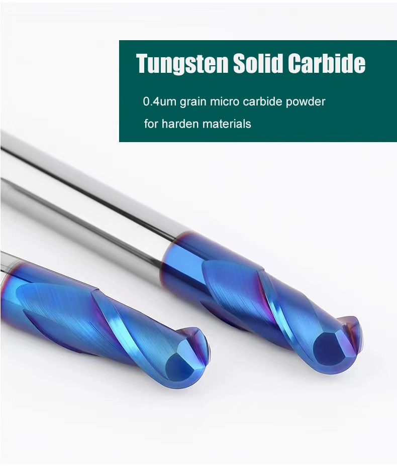 Ball Nose Cutter Nano Blue Coating Ball Nose End Mill for Finishing Process